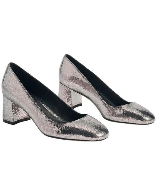 Marion Parke Metallic Block Heel Pump Leather Pump
