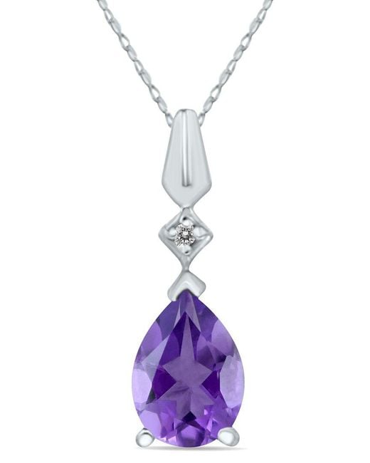 Gemstones Purple 10K 0.96 Ct. Tw. Diamond & Amethyst Necklace