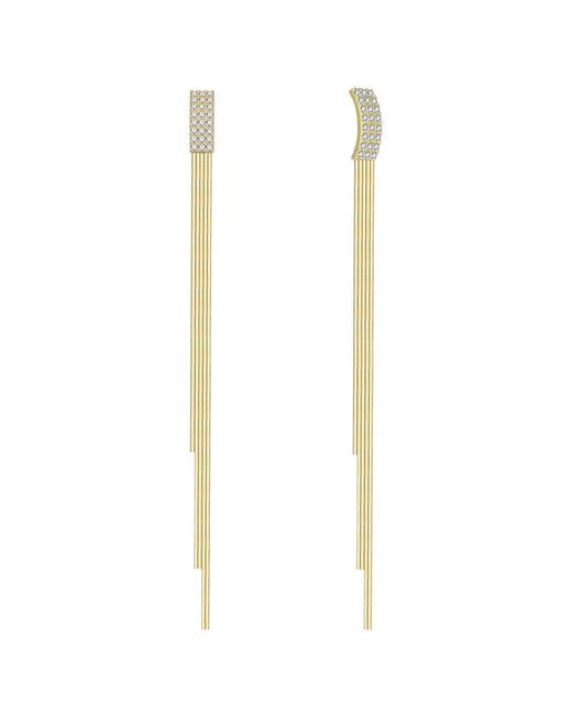 Rachel Glauber White 14K Plated Cz Linear Earrings
