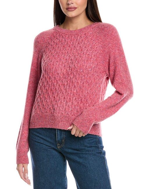 Isla Red Paisley Open Cable Wool-Blend Sweater