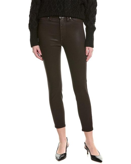 7 For All Mankind Black High-Waist Chocolate Coated Ankle Skinny Jean