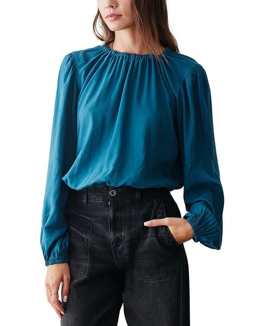 Bella Dahl Blue Relaxed Fit Elastic Shirred Top