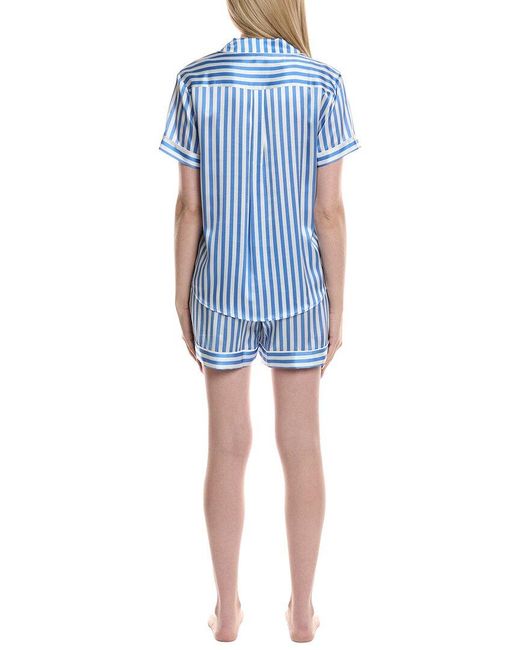 Petite Plume Blue 2Pc Classic Silk Short Set