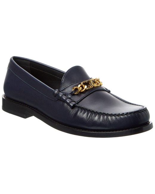 Céline Blue Logo Leather Loafer