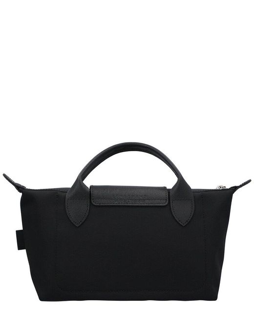 Longchamp Black Le Pliage Energy Top Handle Canvas & Leather Bag