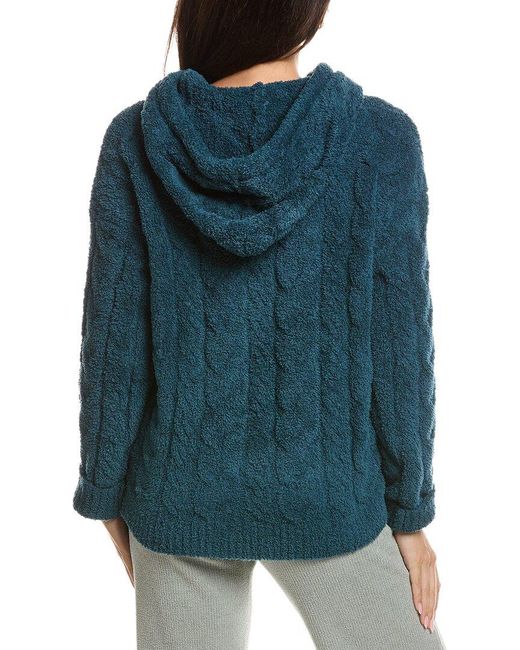 Barefoot Dreams Blue Cozychic Cable Teddy Pullover