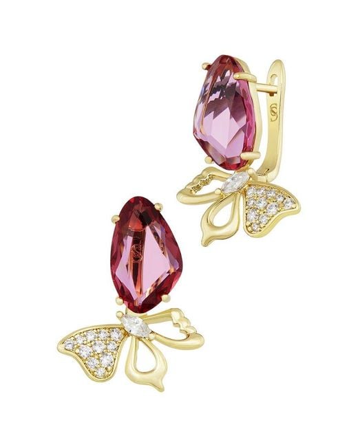 Savvy Cie White 14K Plated Cz Drop Earrings