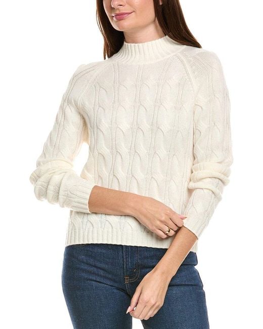 Kier + J Natural Kier + J Mock Neck Cable Wool & Cashmere-Blend Sweater