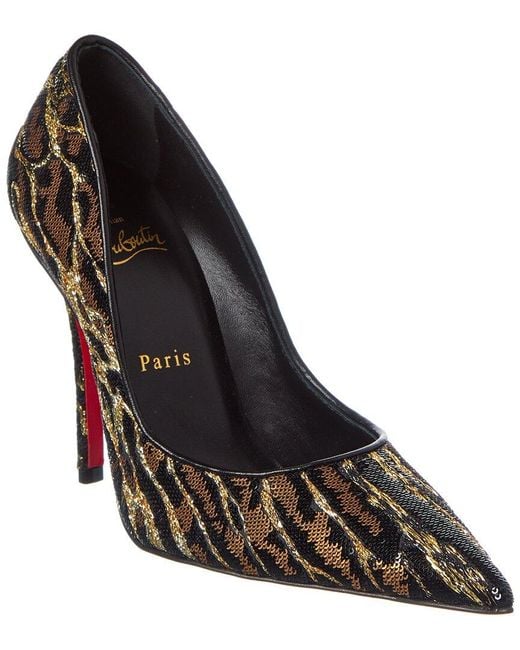 Christian Louboutin Black Miss Z Ocelot 100 Leather Pump
