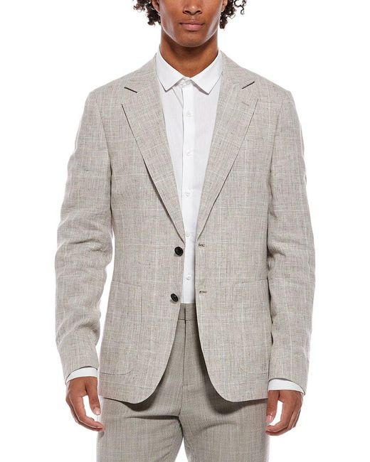 Reiss Gray Ashton Notch Linen Formal Jacket for men