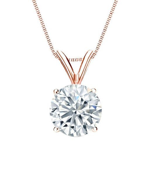Sabrina Designs Lab Grown Diamonds White 14K Rose 4.00 Ct. Tw. Lab-Grown Diamond Solitaire Necklace