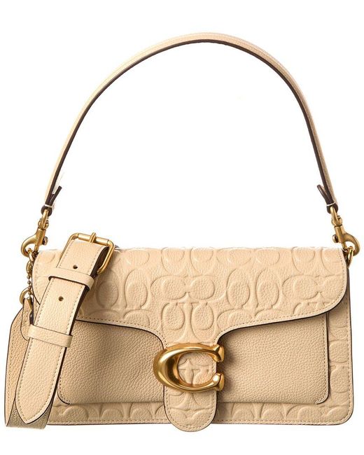 COACH Signature Leather Tabby Shoulder Bag in Natural Lyst