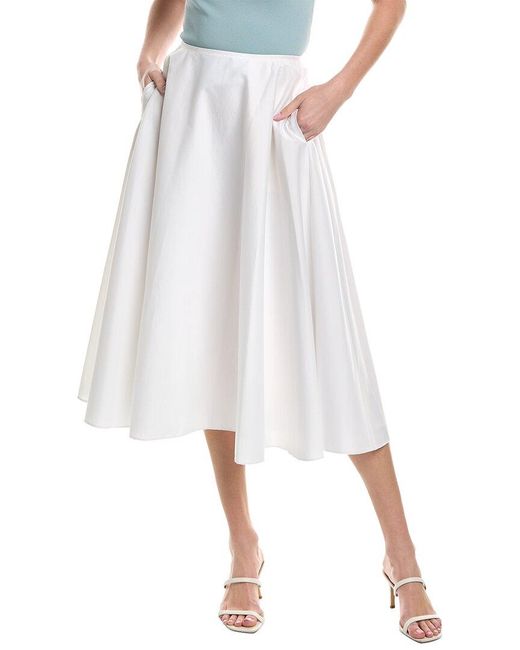Lafayette 148 New York Helena Linen Midi Skirt in White | Lyst Canada