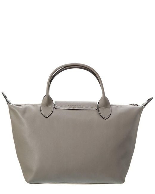 Longchamp Gray Dnu Le Pliage Xs Leather Short Handle Handbag