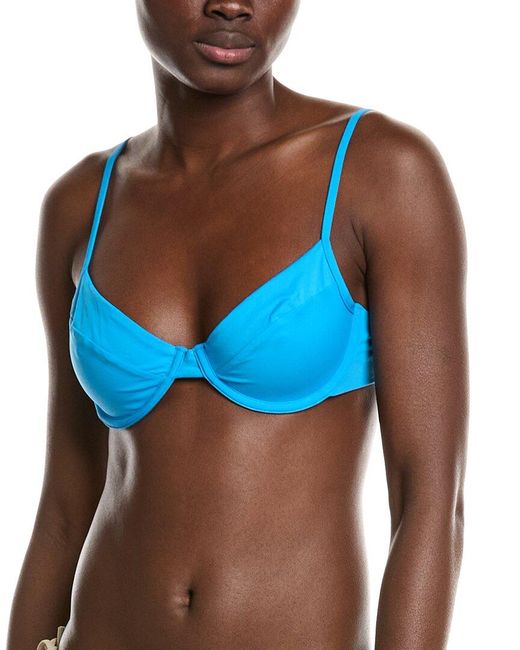 WeWoreWhat Blue Full Coverage Underwire Bikini Top