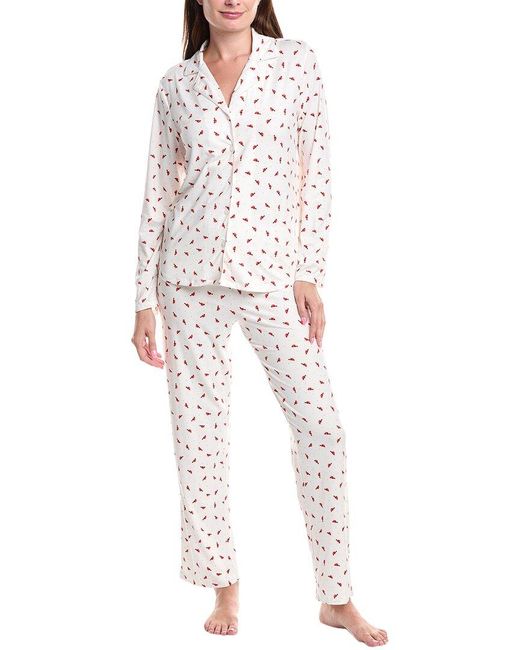 Carole Hochman White 2Pc Pajama Pant & Top Set