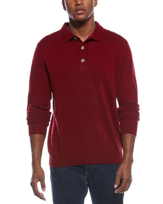 Kier + J Red Mixed Stitch Wool & Cashmere-Blend Polo Sweater for men