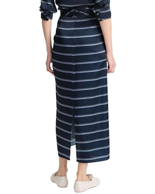 Vince Blue Rugby Stripe Gathered Skirt