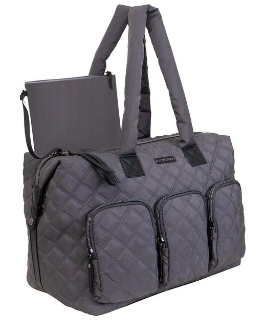 Joan & David Diamond Quilted Nylon Weekender Duffel Bag in Black Lyst