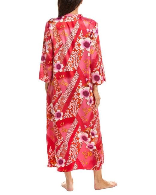 Natori Red Magnolia Printed Satin Night Gown