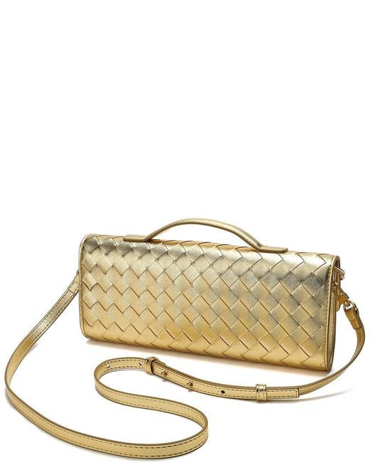 Tiffany & Fred Paris Metallic Woven Leather Clutch