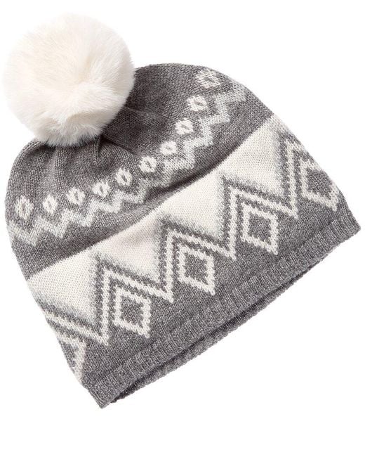 Hannah Rose Gray Fairisle Cashmere Hat