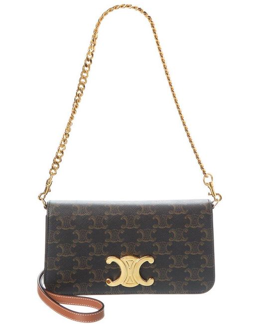 Céline Gray Triomphe Canvas & Leather Multipochette