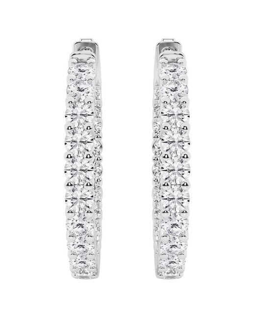 Lab Grown Diamonds White 14k 3.00 Ct. Tw. Lab Grown Diamond Inside Out Hoops