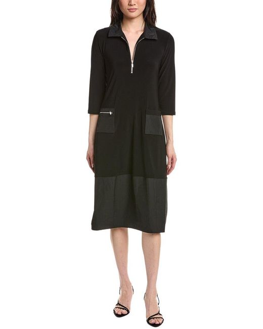Joseph Ribkoff Black Solid Midi Dress