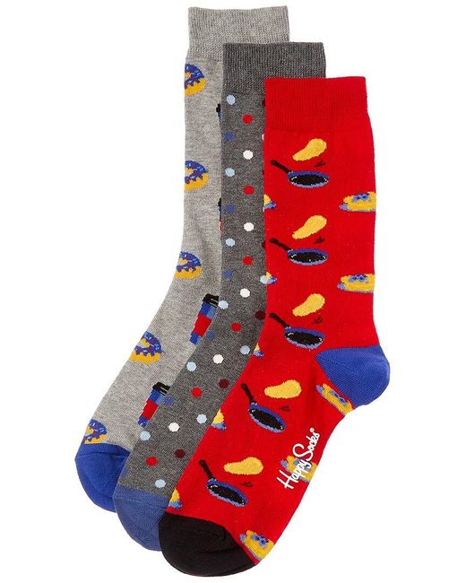 Happy Socks Red 3-pack Donut Sock for men