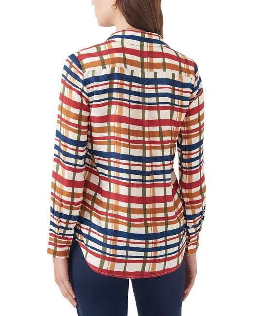 J.McLaughlin Red Madeline Silk-Blend Blouse