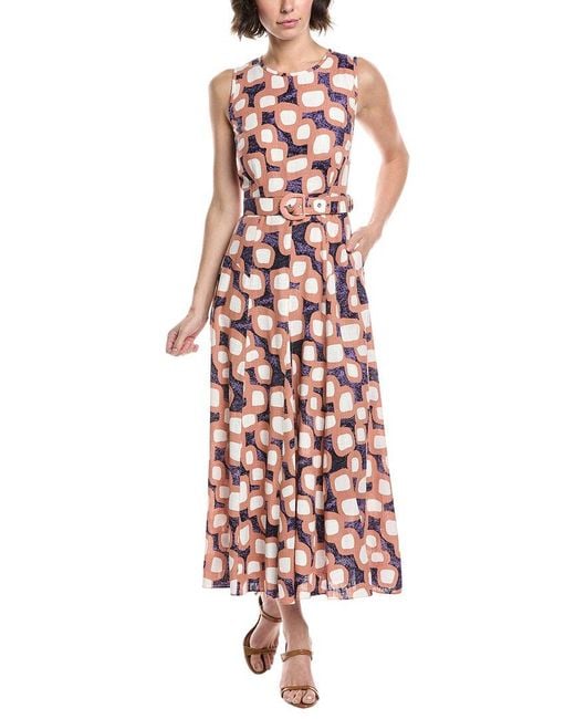 Diane von Furstenberg Red Elliot Linen-Blend Midi Dress