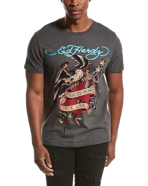 Ed Hardy Gray Eagle Dagger T-shirt for men