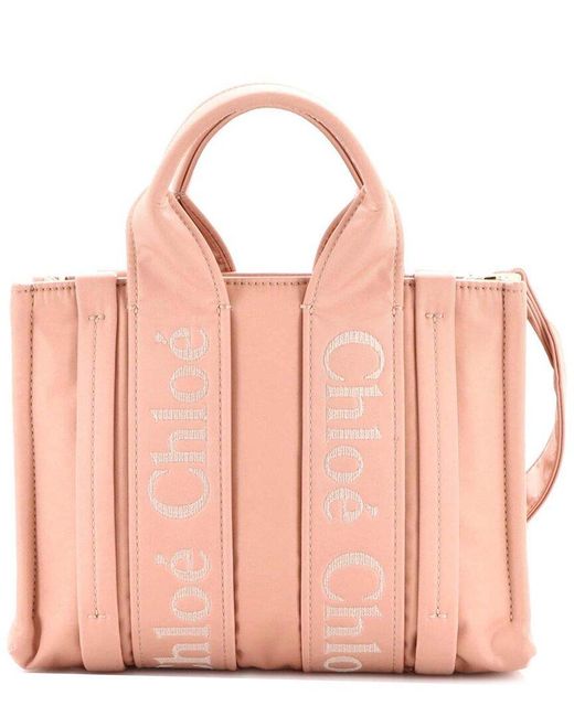 Chloé Pink Nylon Woody Convertible Tote Small (authentic Pre-loved)