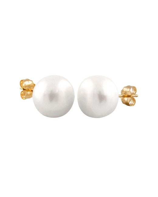 Splendid White 14k 10-10.5mm Freshwater Pearl Studs