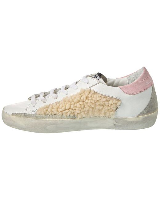 Golden Goose Deluxe Brand White Superstar Shearling & Leather Sneaker