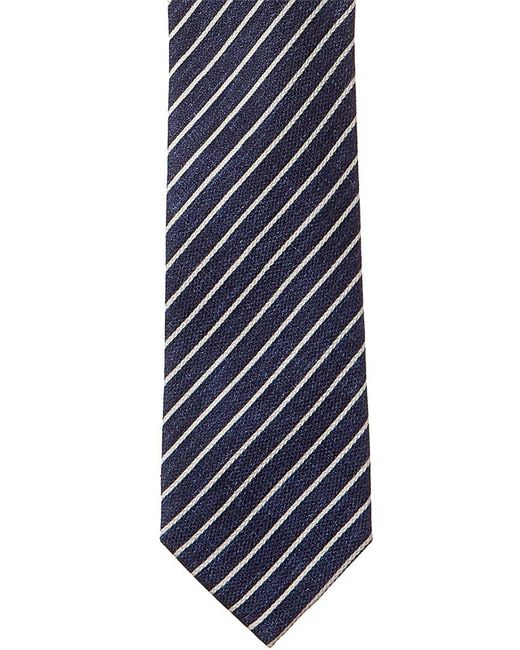 J.McLaughlin Blue Stripe Silk Print Tie for men