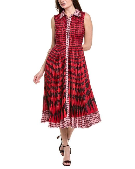 Saloni Red Midi Dress