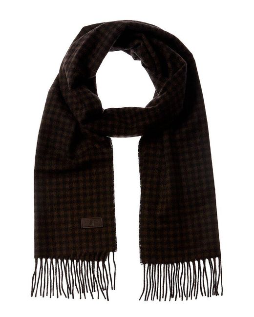 Hickey Freeman Black Gingham Cashmere Scarf for men