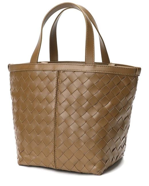 Tiffany & Fred Paris Brown Woven Leather Top Handle Shoulder Bag