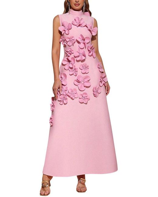 AMINA GLAM Pink Maxi Dress