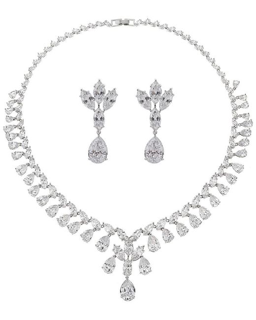 Eye Candy LA White Luxe Collection Cz Necklace And Earring Set