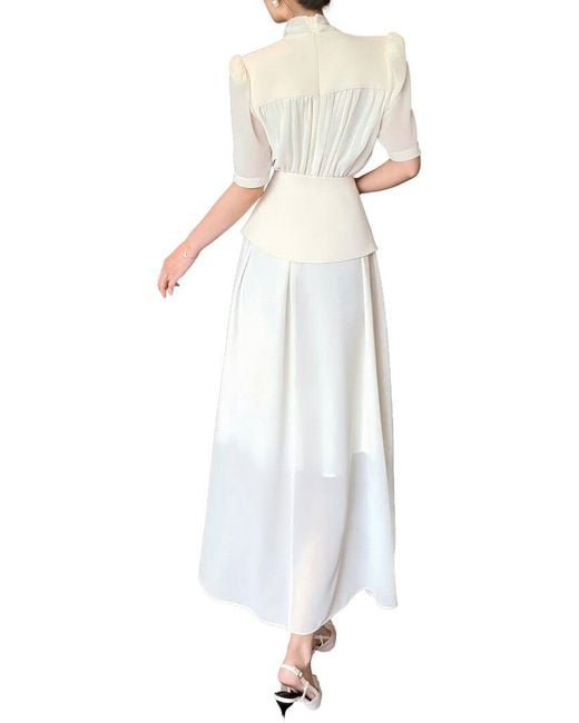 BURRYCO White Short Sleeve Maxi Dress