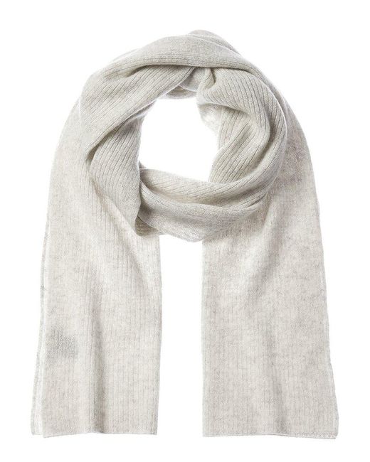 Hannah Rose Shaker Stitch Cashmere Scarf in White (Gray) | Lyst