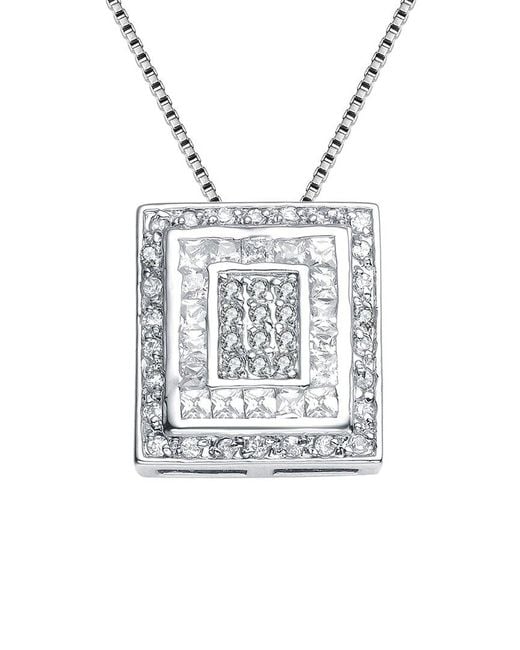 Genevive Jewelry White Silver Cz Pendant