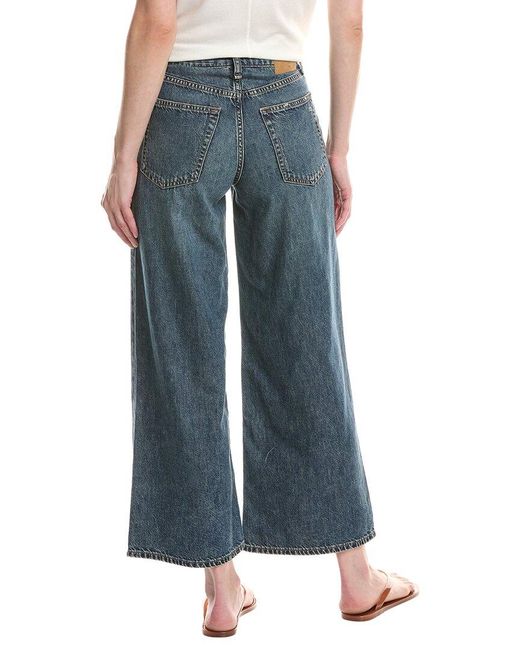 Rag & Bone Blue Featherweight Andi Ankle Wide Leg Jean