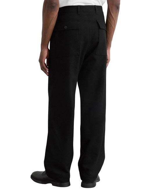 Reiss Black Chain Wool-Blend Wide Leg Trouser for men