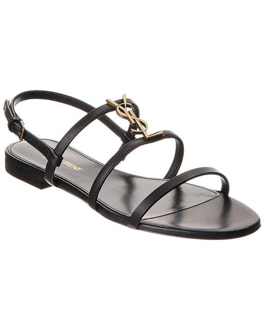 Saint Laurent Metallic New Cassandra Leather Sandal