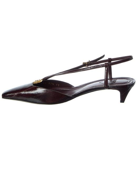 Fendi Metallic Ffold Leather Slingback Pump