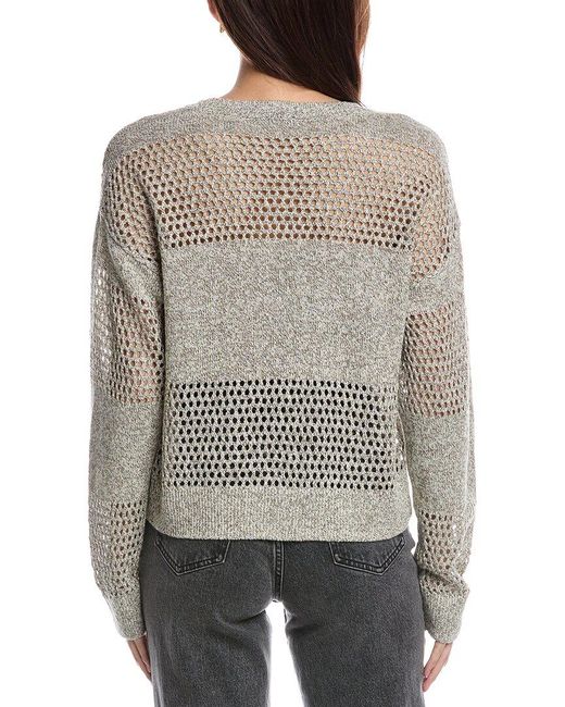 ATM Gray Open Linen-Blend Sweater